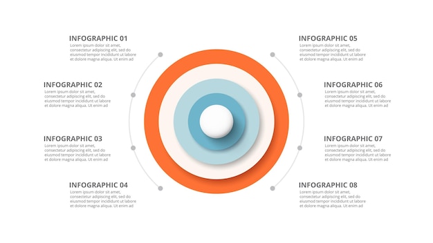 Vector circle infographic diagram presentation slide with 8 options steps or parts