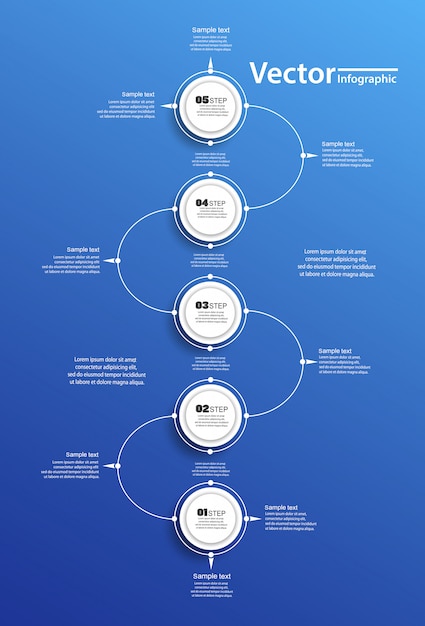 Векторная инфографика круга на синем backgraund