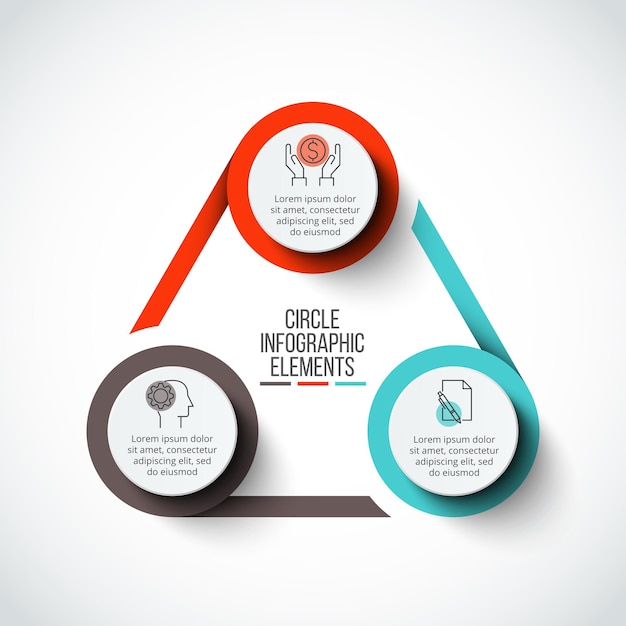 Vettore modello di infografica cerchio vettoriale per diagramma ciclo con 3 opzioni