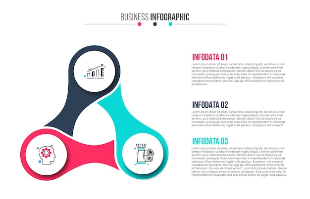 Vector circle infographic Template for cycle diagram with 3 options