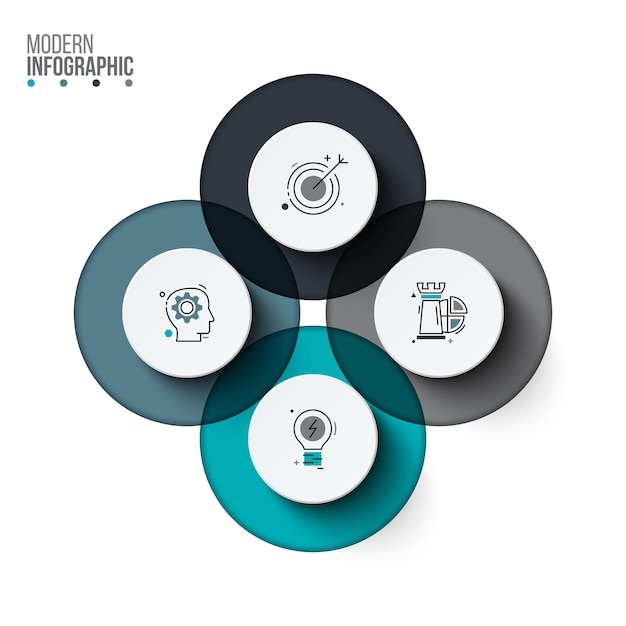 Vector circle infographic with 4 options. Template for cycle diagram, presentation and round chart.