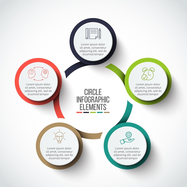 Vector circle infographics design template Cycle diagram with 5 steps