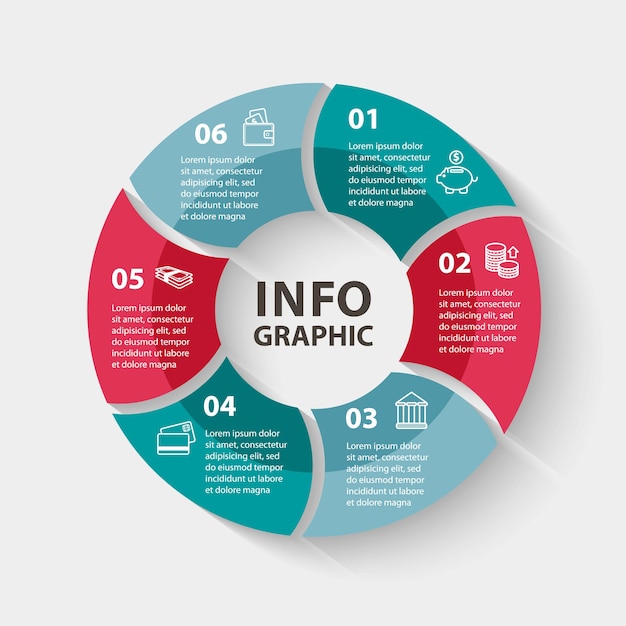 Infografica cerchio vettoriale modello per diagramma grafico presentazione e grafico business concept