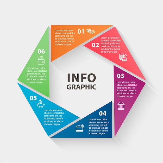 Infografica cerchio vettoriale modello per la presentazione e il grafico del grafico del diagramma