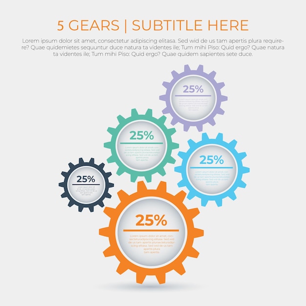 Vettore modello di cerchio vettoriale per infografica con 5 opzioni