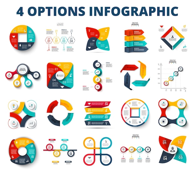 Vector circles arrows square for presentation Abstract business infographic with 4 options