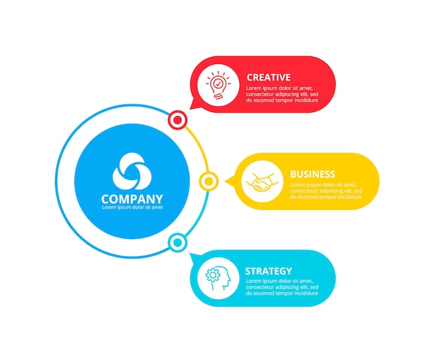 Vector circles elements for infographic with 3 options or steps Business diagram for presentation