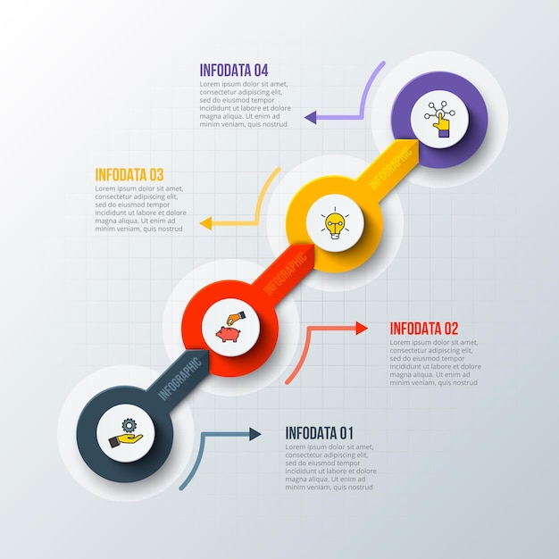 4 단계 화살표 비즈니스 개념 Infographic에 대 한 벡터 원