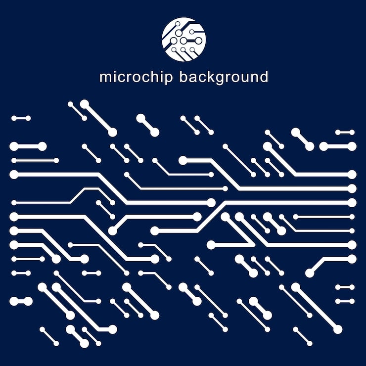 Vector vector circuit board, digital technologies abstraction. computer microprocessor scheme, futuristic design. microprocessor scheme abstract background