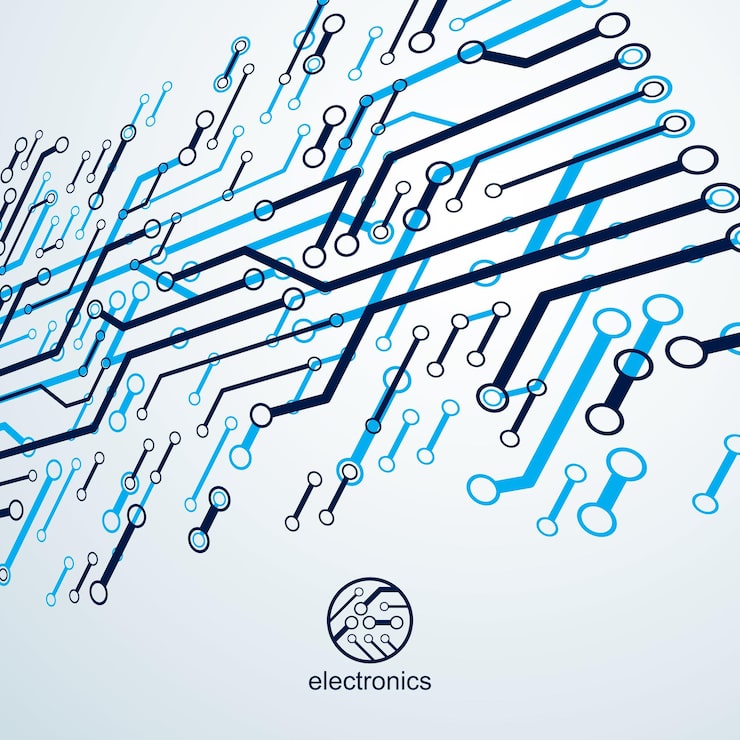 Vector 벡터 회로 기판, 디지털 기술 추상화입니다. 컴퓨터 마이크로프로세서 방식, 미래 지향적인 디자인. 마이크로프로세서 체계 추상적 인 배경