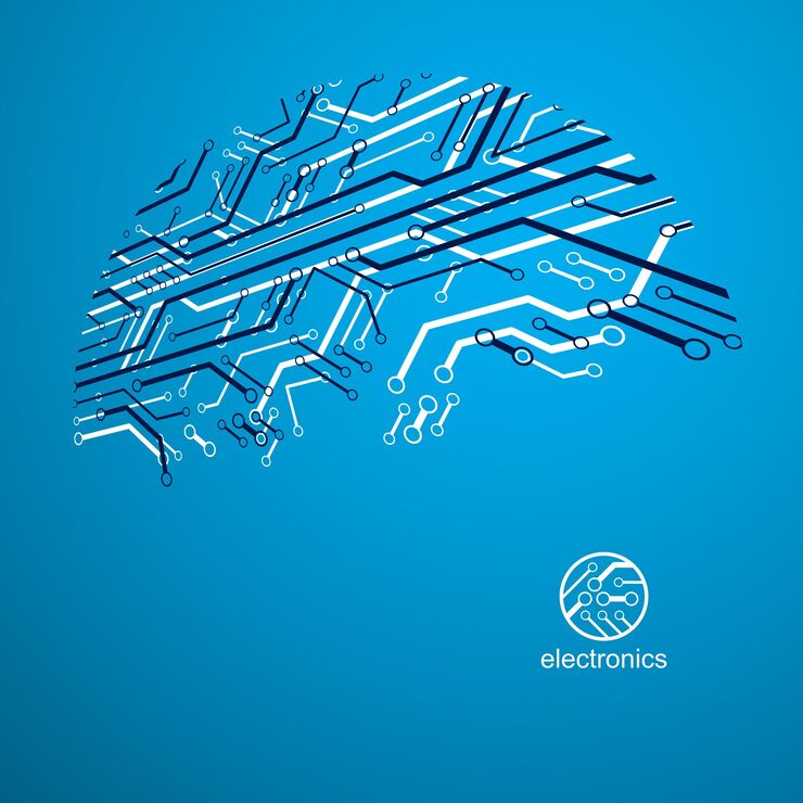Vector vector circuit board, digital technologies abstraction. computer microprocessor scheme, futuristic design. microprocessor scheme abstract background
