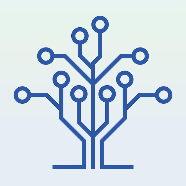 Vector circuit board icon of technology tree