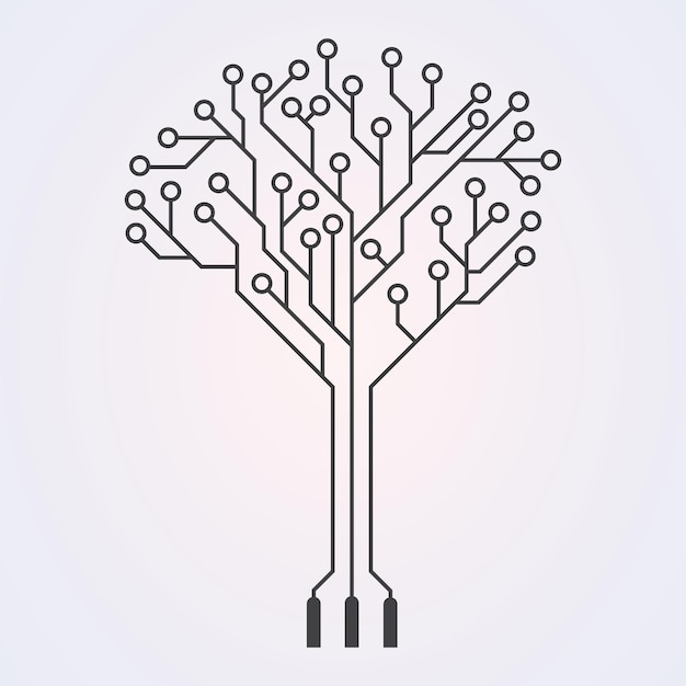 Vector circuit board tree. Innovative digital technology concept business icon.