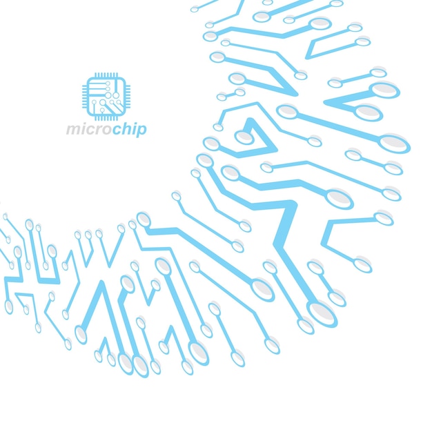 Vector circuit board with electronic components of technology device. Computer motherboard cybernetic abstraction. Electronic microprocessor