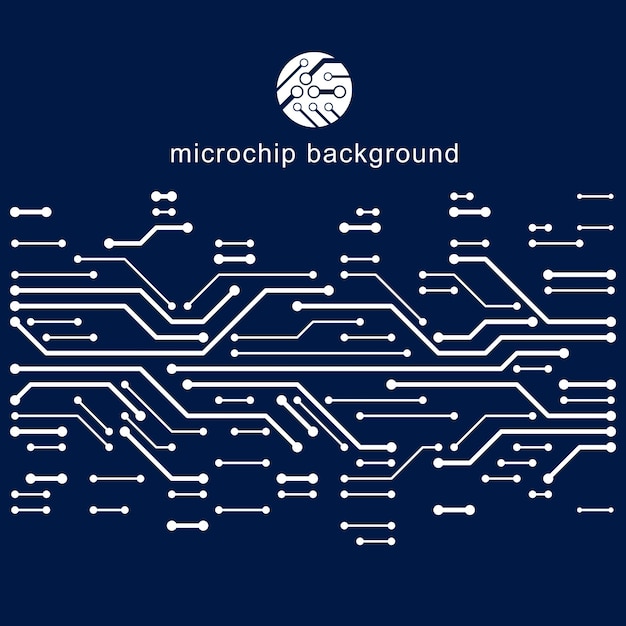 Vector circuit board with electronic components of technology device. Computer motherboard cybernetic abstraction. Electronic microprocessor