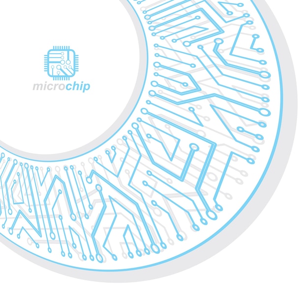 Circuito stampato vettoriale con componenti elettronici del dispositivo tecnologico. astrazione cibernetica della scheda madre del computer. microprocessore elettronico