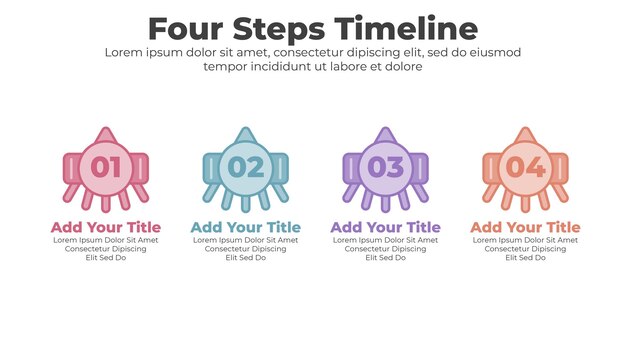 Vector circulaire tijdlijn infographics sjabloon met 4 stappen