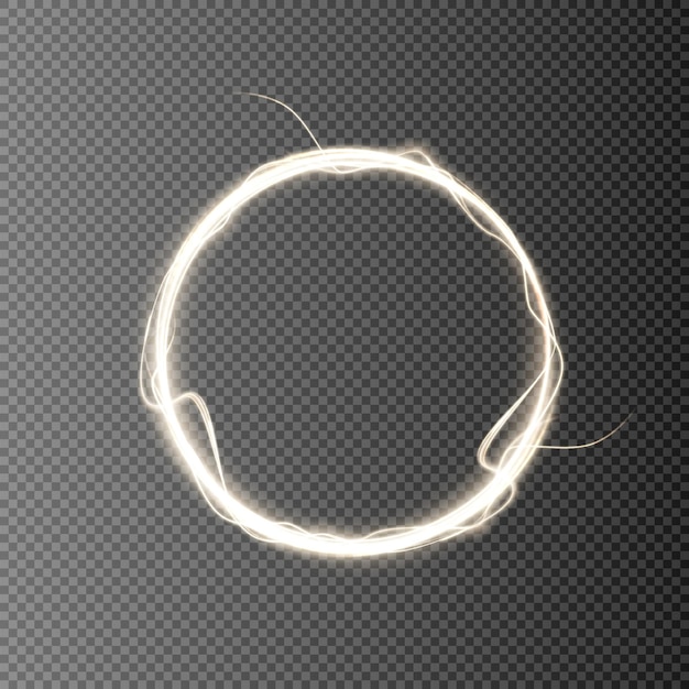 透明な背景に分離された光のベクトル円形ビーム輝くネオン光効果ベクトル