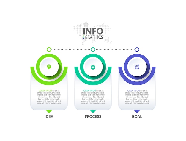 Vector circular business infographics template icons design with 3 step