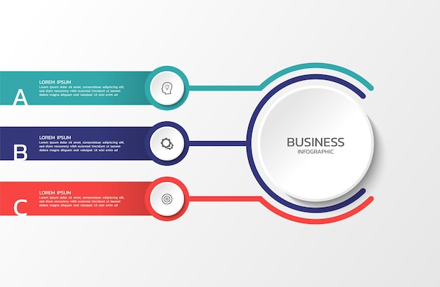 Vector vector circular diagram infographic business elements with three steps