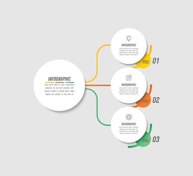 Vector circular three step infographics template design for presentation