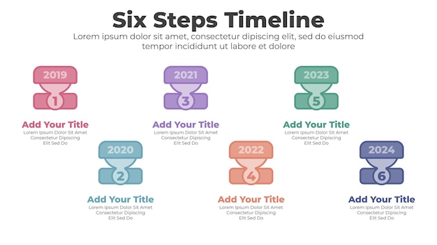 Vector circular timeline infographics template with 6 steps