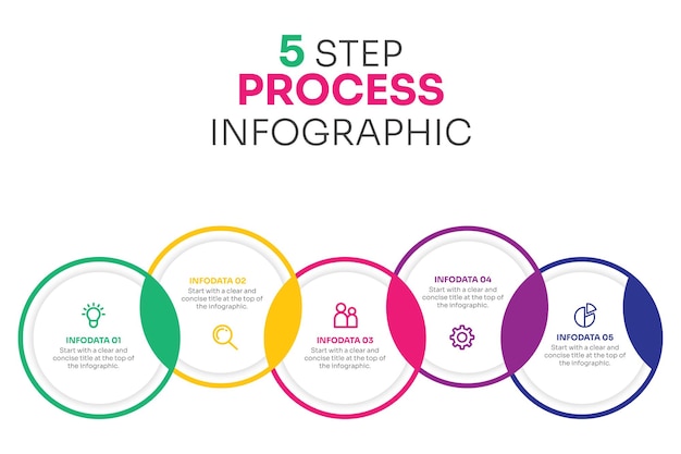 Вектор Векторный круговой инфографический шаблон оформления этикетки с иконками и 5 вариантами или шагами