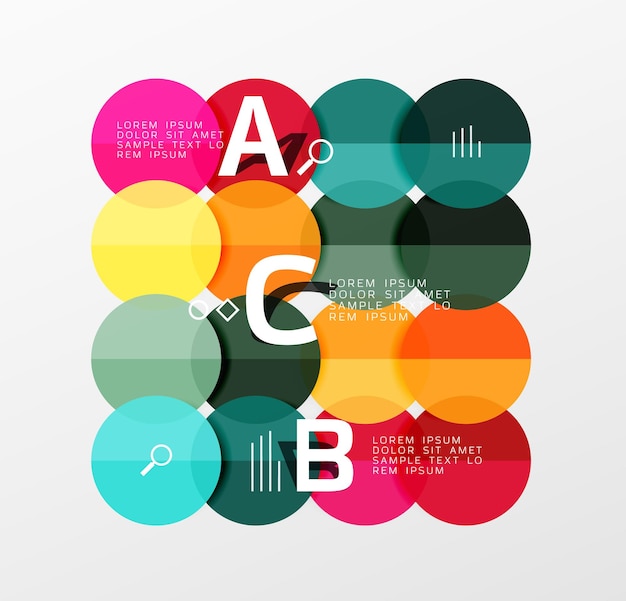 Vector vector cirkel bubbels moderne geometrische achtergrond met optie letter ontwerp vector sjabloon achtergrond voor workflow lay-out diagram aantal opties of webdesign