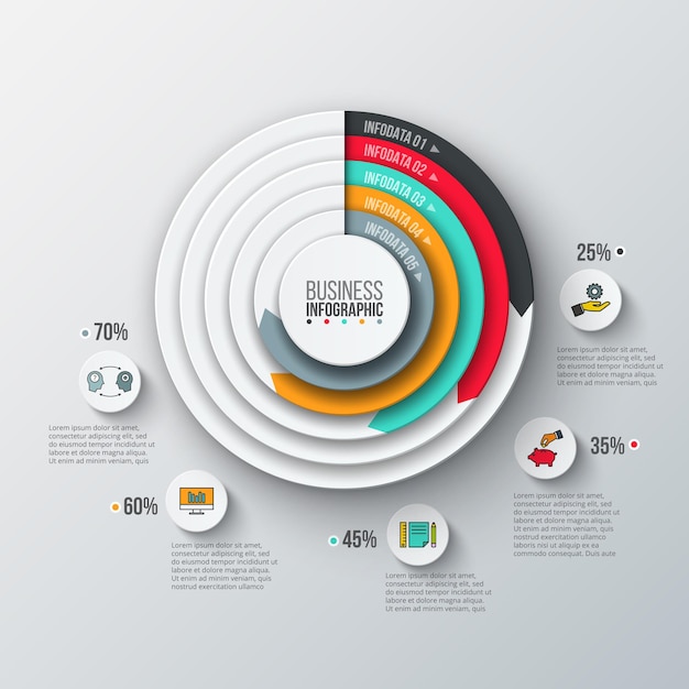 Vector vector cirkel infographic sjabloon bedrijfsconcept met 5 opties onderdelen stappen of processen