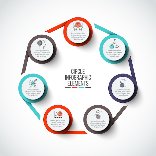 Vector cirkel infographic sjabloon voor cyclusdiagram met 7 opties