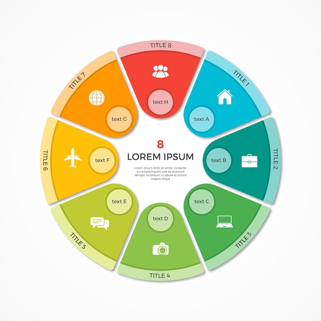 Vector cirkeldiagram cirkel infographic sjabloon met 8 opties