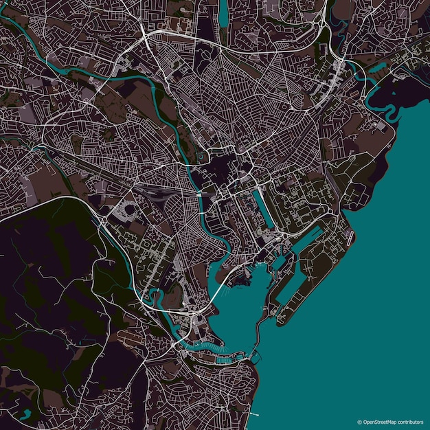 Mappa vettoriale della città di cardiff regno unito