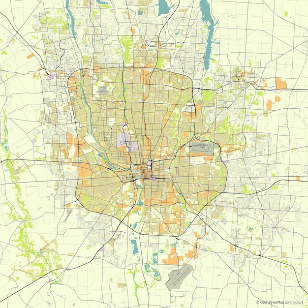 米国オハイオ州コロンバスのベクトル市内地図