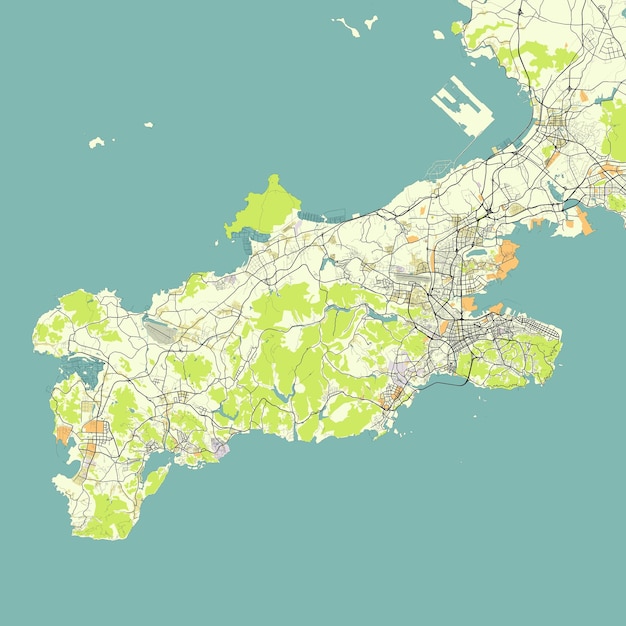 Mappa vettoriale della città di dalian liaoning cina