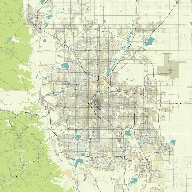 Vector city map of Denver Colorado USA