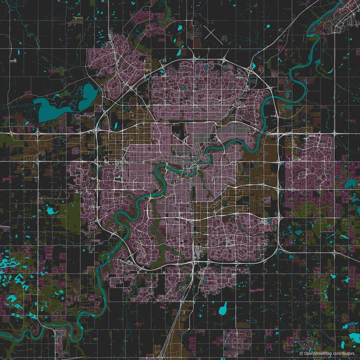 Vector vector city map of edmonton alberta canada