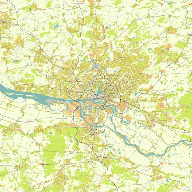 Vector vector city map of hamburg germany