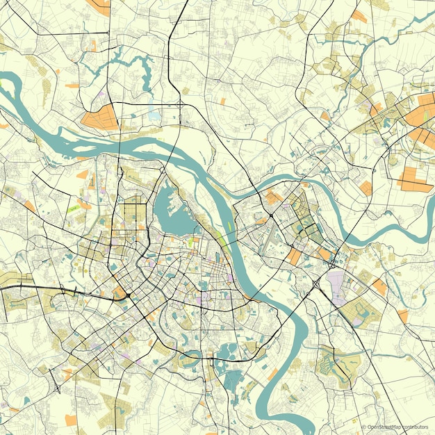 Mappa vettoriale della città di hanoi, vietnam