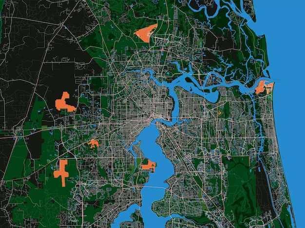 Vettore mappa vettoriale della città di jacksonville florida usa