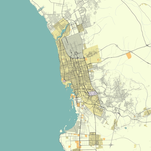 Vector vector city map of jeddah saudi arabia