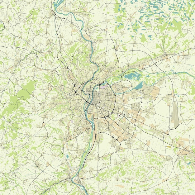 フランス、リヨンのベクトル市内地図