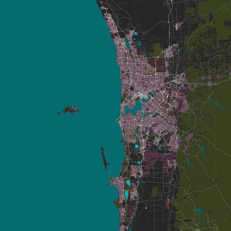 Vector vector city map of perth western australia