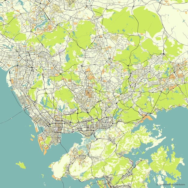 中国広東省深セン市のベクトル市内地図