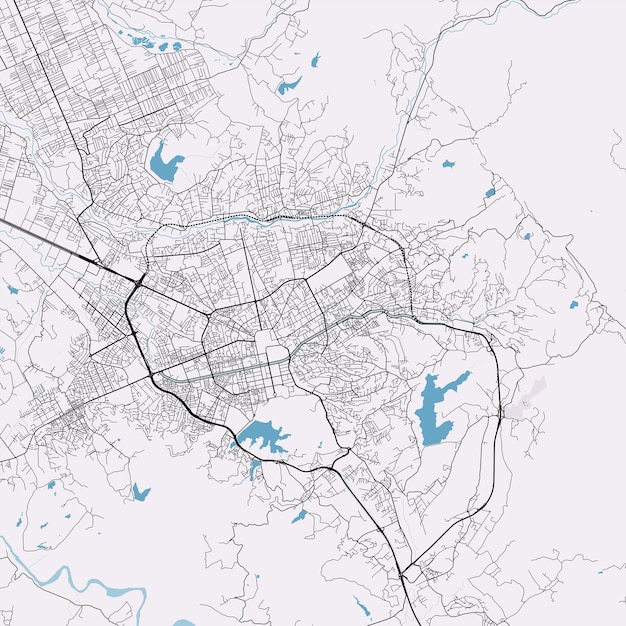 Openstreetmap의 Tirana Albania 데이터 벡터 도시 지도