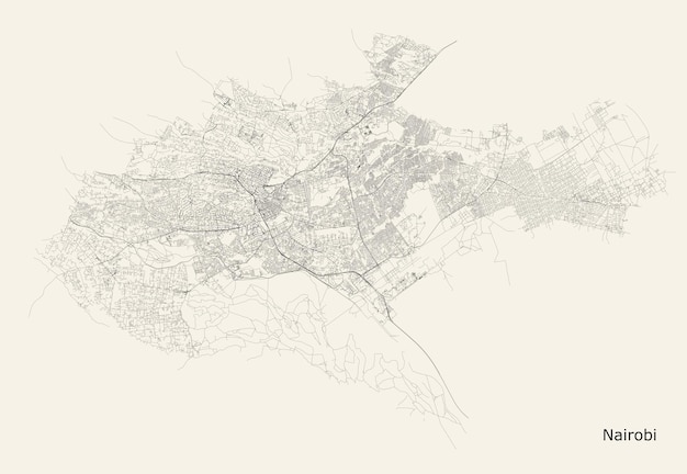 Vector vector city road map of nairobi kenya