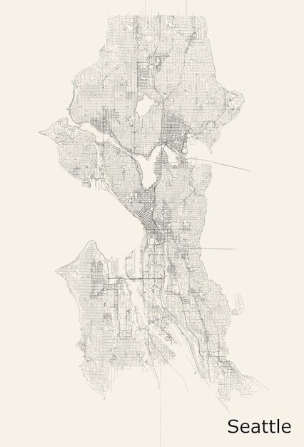 Mappa stradale vettoriale della città di seattle washington usa