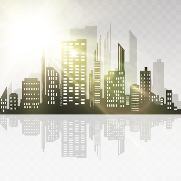 Vector city silhouette in a flat style. modern urban landscape.vector illustration