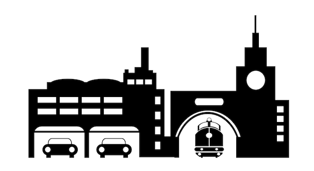 Vector City silhouette object element retro of Industry Factory