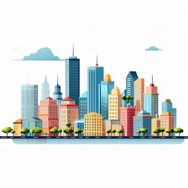 Vettore città vettoriale paesaggio urbano illustrazione edificio città skyline moderno grattacielo sfondo