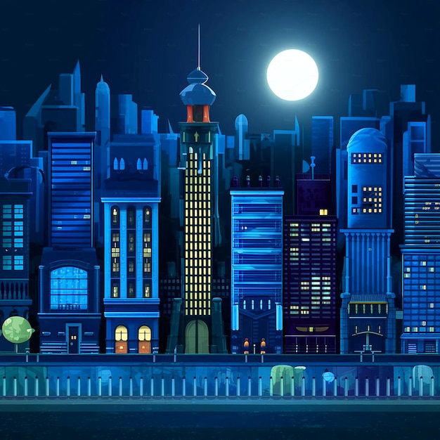 Vector vector a cityscape at night isolated